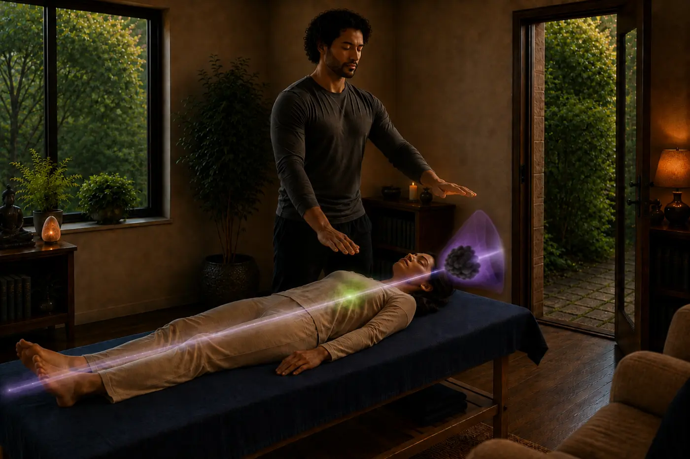 The practitioner following clear energetic flow through the central channel
